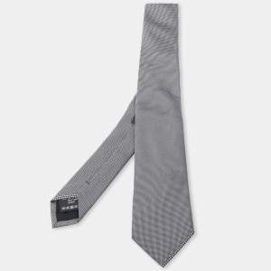 Z Zegna Grey Patterned Skinny Silk Tie