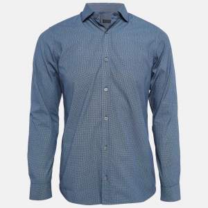 Z Zegna Blue Printed Cotton Button Front Shirt S