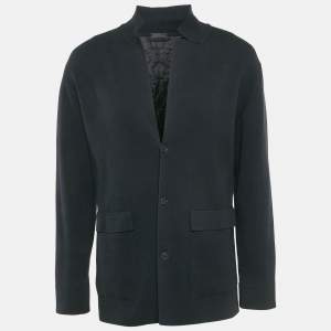 Z Zegna Black Knit and Nylon Button Front Jacket XL
