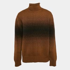 Zegna Brown Gradient Knit High Neck Jumper M