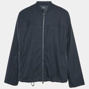 Z Zegna Navy Blue Wool Zip-Up Jacket Techmerino Jacket XXXL