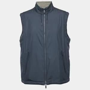 Z Zegna Blue Synthetic and Cashmere Reversible Vest Jacket XXL