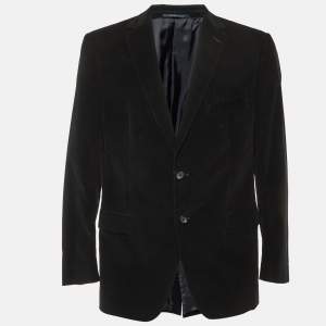 Pre Owned Z Zegna Black Corduroy City Two Buttoned Jacket XL