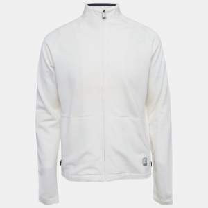 مملوكة مسبقًا Z Zegna Techmerino Ivory Wool Zip-Up Jacket M