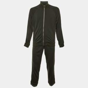 مملوكة مسبقًا Z Zegna Green Wool Knit Track Jacket & Pants XL