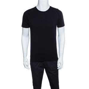 Z Zegna Techmerino Navy Blue Wool Crew Neck T-Shirt M