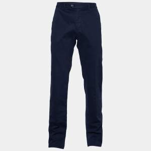 Z Zegna Navy Blue Stretch Cotton Regular Fit Pants L