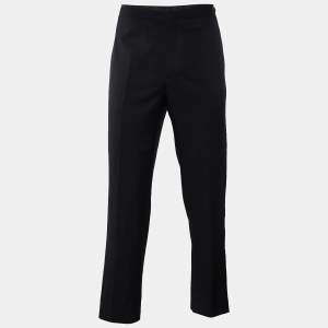 Z Zegna Black Wool Side Trim Detail Straight Leg Pants M