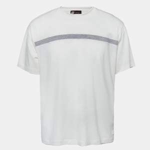 Z Zegna Ivory Wool Contrast Detail Techmerino T-Shirt M