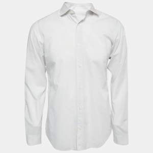Z Zegna White Cotton Slim Fit Button Front Long Sleeve Shirt M