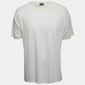  Zegna Cream Wool Crew Neck Half Sleeve T-Shirt XL