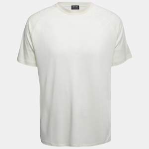Zegna Cream Wool Crew Neck Half Sleeve T-Shirt XL