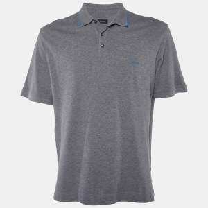Z Zegna Grey Cotton Pique Polo T-Shirt XL