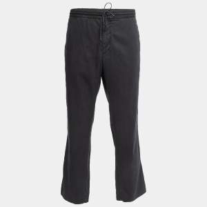 Z Zegna Black Cotton Blend Drawstring Waist Trousers XXL/Waist 37"