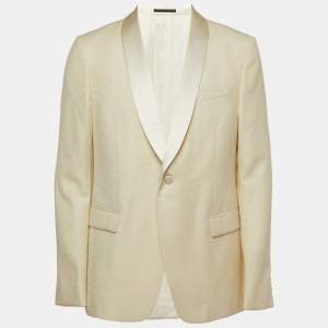 Z Zegna Cream Wool Blend Single Breasted Blazer XXL