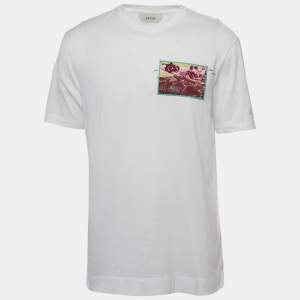 Z Zegna White Cotton Patch Detail Crew Neck T-Shirt M