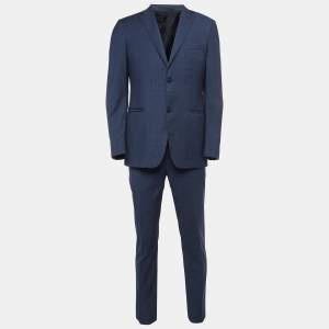 Z Zegna Navy Blue Wool Single Breasted Suit L