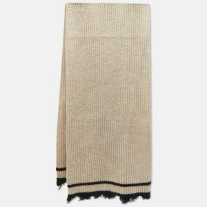 Zadig & Voltaire Beige Rib Knit Wool Blend Muffler Scarf 