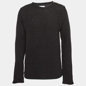 Zadig & Voltaire Black Distressed Knit Wool Blend Jeremy Raye Sweater L