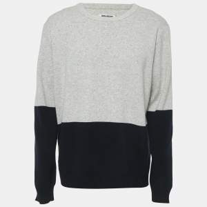 Zadig & Voltaire Grey/Blue Wool Full Sleeve Jumper XL