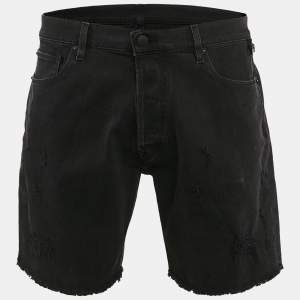 Zadig & Voltaire Black Distressed Denim Raw Edge Detail Shorts XL Waist 35"