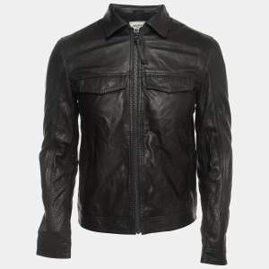 Zadig & Voltaire Black Leather Zip Front Jacket S