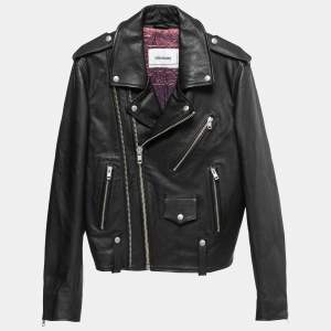 Zadig & Voltaire Black Leather Louis Biker Jacket L