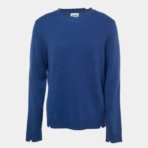 Zadig & Voltaire Blue Distressed Wool Crew Neck Sweater XL