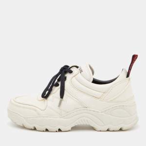 Zadig and Voltaire Cream Leather Low Top Sneakers Size 39