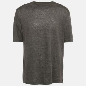 Pre Owned Zegna Dark Taupe Linen Oasi Lino T-Shirt XL 