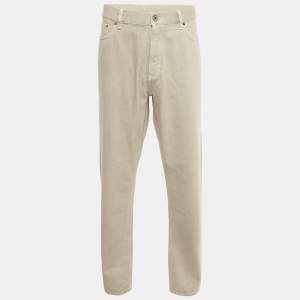 Pre Owned  Zegna Beige Gabardine Classic Fit Roccia Jeans L Waist 38" 