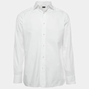 Pre Owned Zegna Trofeo White Cotton Long Sleeve Shirt L