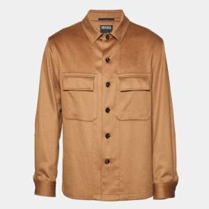 Pre Owned Zegna Brown Cashmere Alba Oasi Long Sleeve Overshirt L