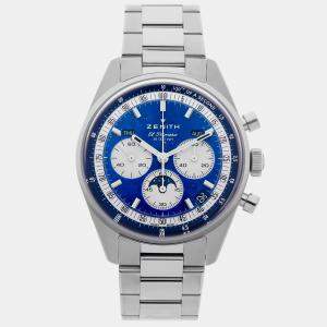 Pre Owned Pre-Owned Zenith Chronomaster Original Triple Calendar 03.3400.3610/51.C910 Blue Automatic Stainless Steel Men's Wristwatch 38 MM