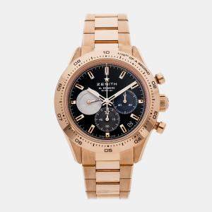Pre Owned Zenith Chronomaster Sport 18.3101.3600/21.M3100 Black 18K Rose Gold Automatic Men's Watches 41mm