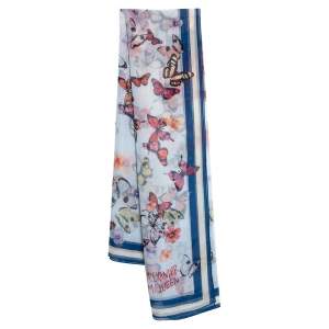 Alexander McQueen Blue Butterfly and Lion Print Silk Square Scarf