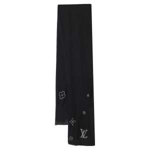 Pre Owned Louis Vuitton Black Swarovski Crystal Monte Carlo Cashmere Stole