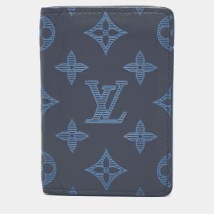 Louis Vuitton Navy Blue Monogram Shadow Leather Pocket Organizer