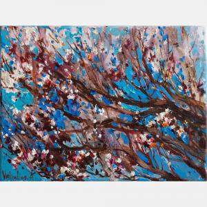 Flowering Apricot Tree Original Oil Painting By Anastasiya Valiulina, Israel,2022 (30 X 40)