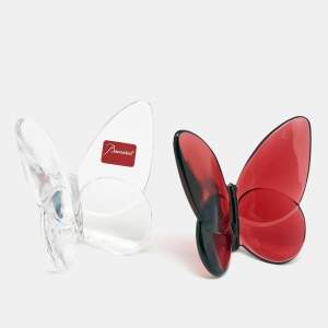 Baccarat Red/Clear Crystals Lucky Butterfly Glint Set of 2