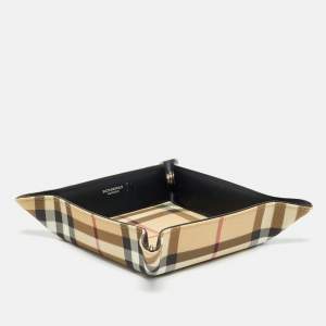 Burberry Beige Nova Check Coated Canvas Catchall Tray
