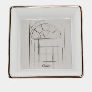 Cartier Porcelain Platinum Finish Window Print Mini Ashtray