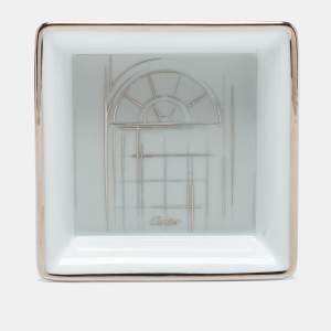 Cartier Porcelain Platinum Finish Mini Trinket Tray