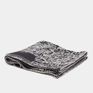 Chanel Black/Grey Patterned Lurex Wool Knit Reversible Throw Blanket