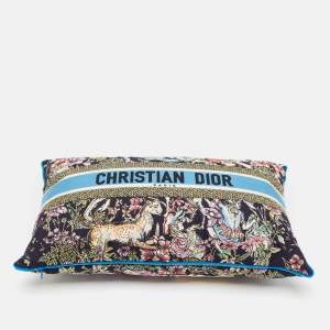  Dior Blue Embroidered Cotton Blend D-Constellation Rectangular Pillow