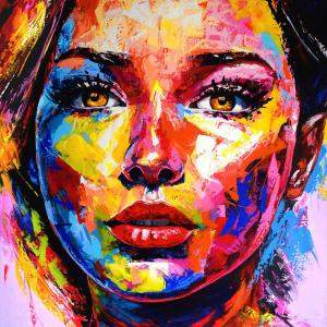 Original 143 Face Portrait By Eugen Dick, Germany,2024 (140 X 140)