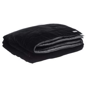 Fendi Black Logo Plaque Detail Velvet Blanket (Available For UAE Customers Only)
