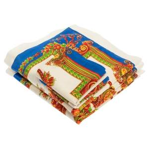 Gianni Versace Vintage Blue & Cream Baroque Print Placemat & Napkin Set
