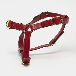 Pre Owned Gucci Red Leather Pet Harness M