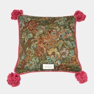 Gucci Multicolor Cat Embroidery Velvet Cushion